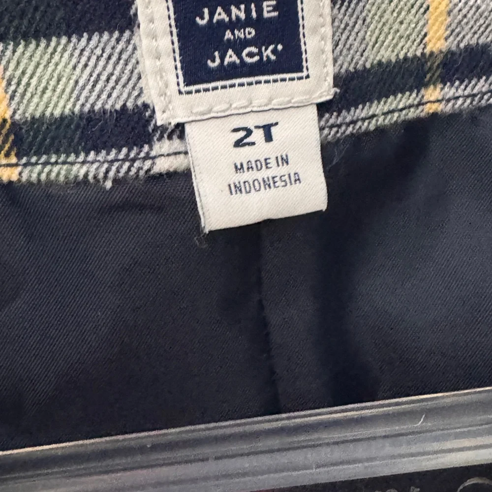 Janie and Jack Blue and Green Plaid Vest and bow tie size 2 T